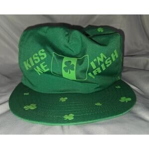 Vintage Kiss Me I'm Irish St. Patrick's Day Hat Snapback Green Dad Trucker Hat